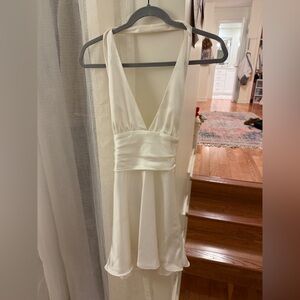 Zara White Backless Halter Dress